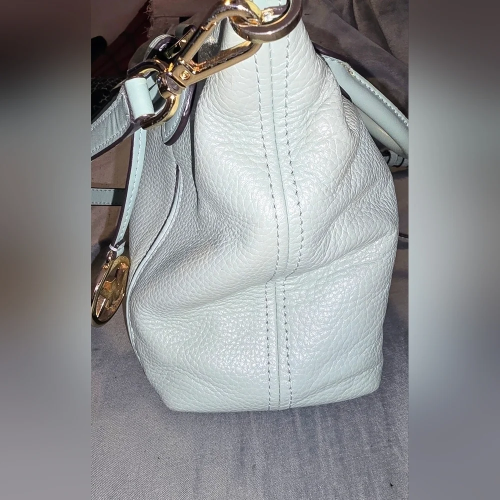 Michael Kors Light Mint Green Pebbles Leather Tote Bag